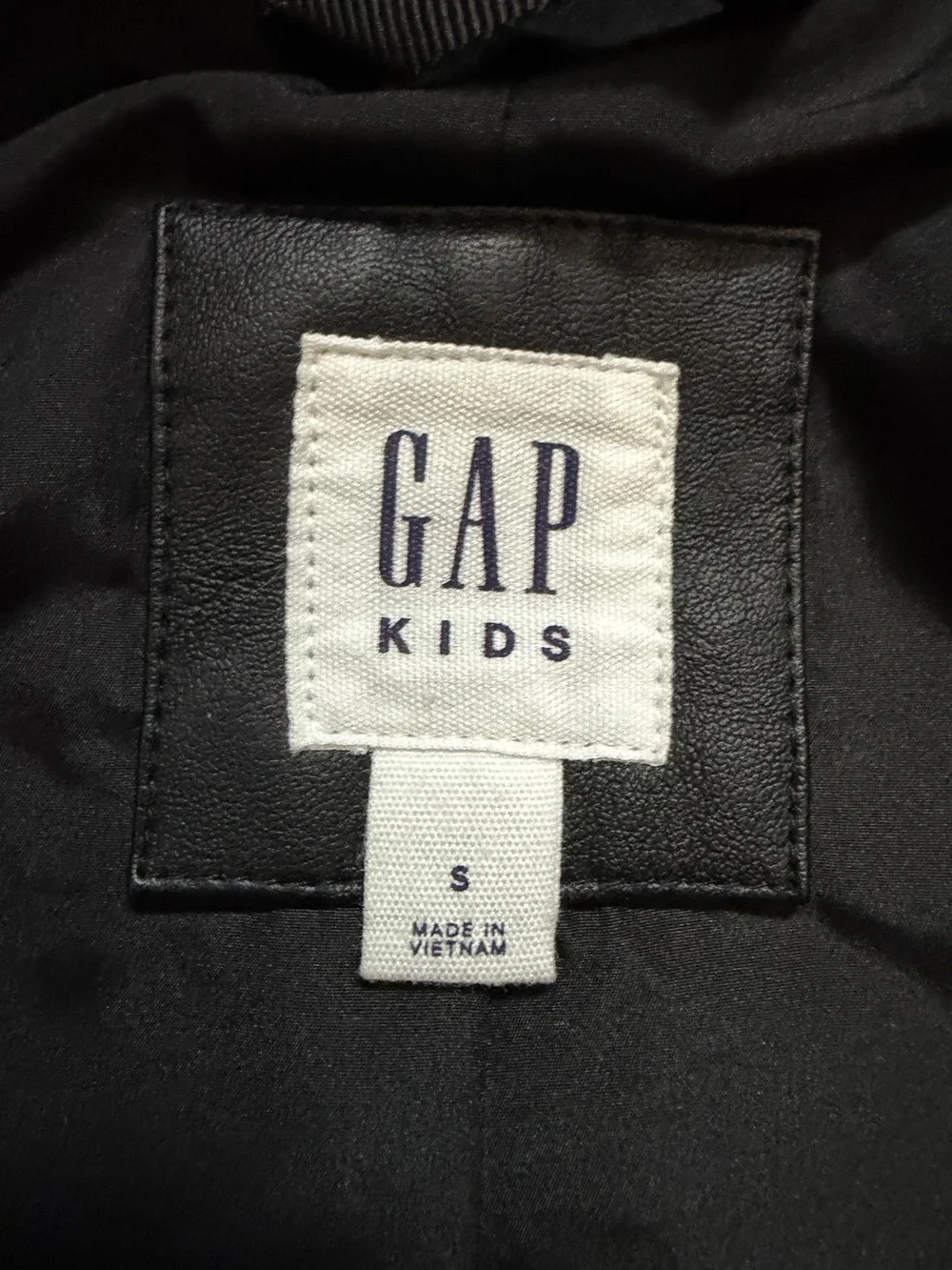 Gap Kids Black Faux Leather Moto Biker Jacket Size 6-7 Small
